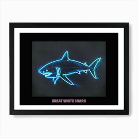 Pink Blue Neon Great White Shark Poster 4 Art Print
