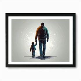 Father And Son Walking Father's Day 2 Art Print