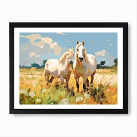 Horses Painting In Carmargue, France, Landscape 4 Art Print