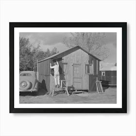 Cabin Court Owners Putting Up Tar Paper Siding In Preparation For Winter Weather, Hermiston, Oregon By Russell Lee Art Print