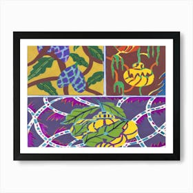 Four Paintings Of Fruit Art Print