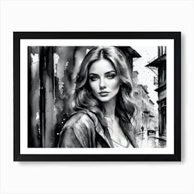 Black And White Portrait Of A Woman 2 Art Print