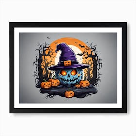 Halloween Pumpkin Hat Art Print