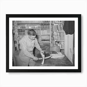 Mr, Keele Slicing Bacon In The General Store At Pie Town, New Mexico By Russell Lee Art Print