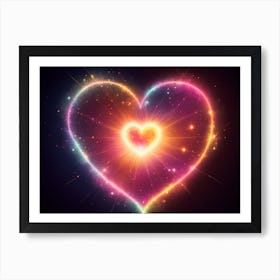 A Colorful Glowing Heart On A Dark Background Horizontal Composition 24 Art Print