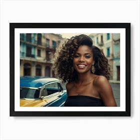 Portrait of a smiling girl with curly hair Art Print