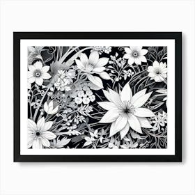Black And White Floral Art Print
