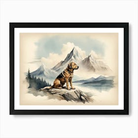 Dog In The Mountains Art Print