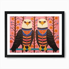 Bald Eagle 1 Folk Style Animal Illustration Art Print