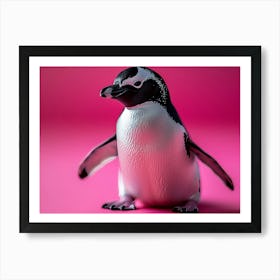 Penguin On Pink Background Art Print