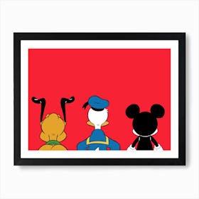 Friends in Duck, Mouse and Dog for Kids Art Print