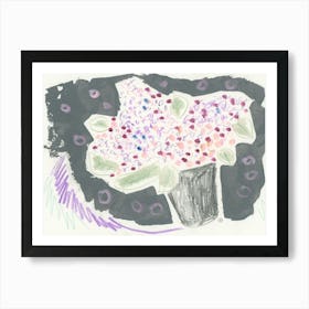 Gray Around Purple Flowers - floral contemporary modern minimal Art Print