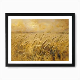 Wheat Field At Sunset Art Print