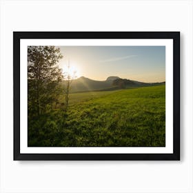 Golden sunset over the hills Art Print