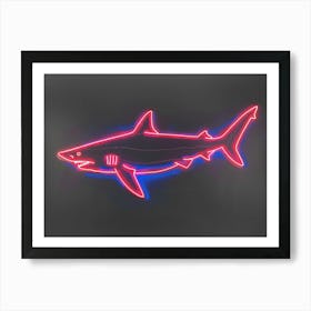 Neon Red Mako Shark 6 Art Print