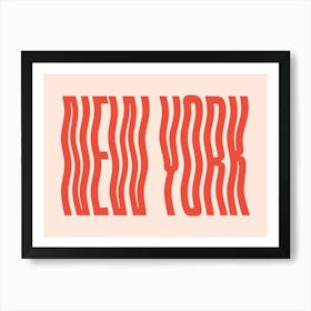 New York cool wavy fun typographic pop art (peach and red tone) Art Print