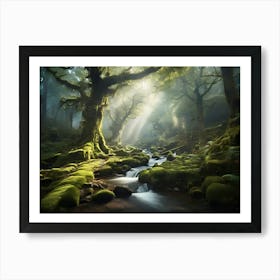 Mossy Forest Paintings Art Print Art Print