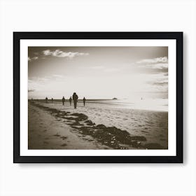 Walking People At The Beach I Art Print