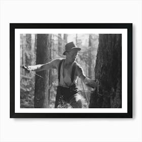 Faller Puts Oil On Saw As He Falls Tree, Long Bell Lumber Company, Cowlitz, Washington By Russell Lee Art Print