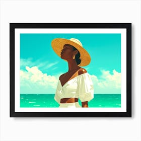 Illustration of an African American woman at the beach 10 Art Print