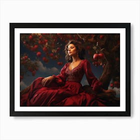 Upscaled A Woman Sitting Under Apple Trees Posing In The Sky In Th 08675e48 0e8e 4e91 98e3 97387800b84d Art Print