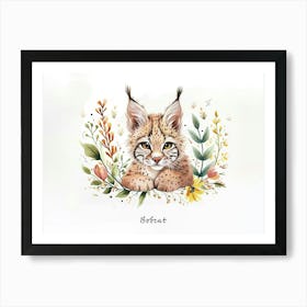 Little Floral Bobcat 4 Poster Art Print