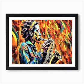 Busy Sax Jazz - Jazz Musician Art Print