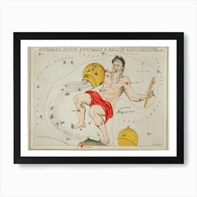 Sidney Hall’s (1831), Astronomical Chart Illustration Of The Zodiacs Aquaris, Piscis Australis And Ballon Aerostatique Art Print