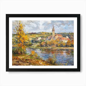 Autumn Tranquil Waterside Abode Painting Inspired By Paul Cezanne Art Print
