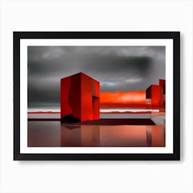 Red Squares Art Print