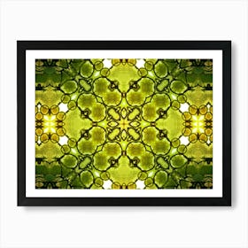 Green Watercolor Abstraction Symmetrical Pattern Art Print