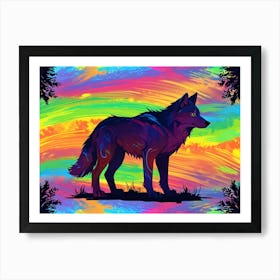 Rainbow Wolf 2 Art Print