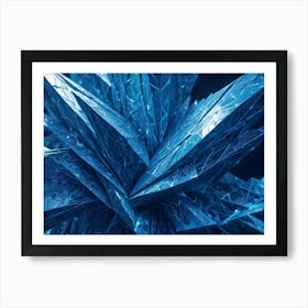 Abstract 3d Illustration Of A Blue, Metallic, Crystalline Structure With Sharp, Geometric Edges Art Print