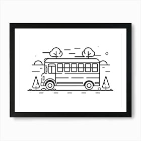 School Bus Line Art Art Print