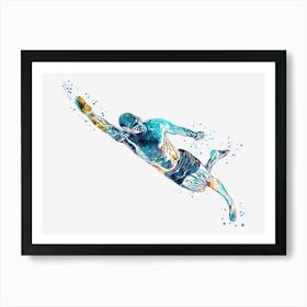Male Swimmer Diving in Water 2 Art Print