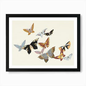 Butterflies In Flight Vintage Wall Art Art Print