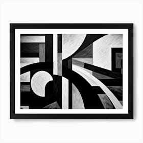 Layers Abstract Black And White 7 Art Print