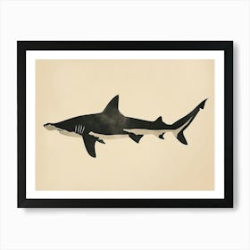 Hammerhead Shark Grey Silhouette 1 Art Print