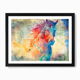 Horse Art Painting Drawing Vintage Retro Illustration Design 06 Art Print