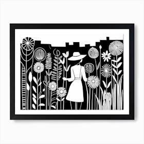 Into the Garden Art, Garden Girl Art, Gardening 190 Art Print