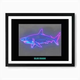 Neon Pastel Pink Blue Shark 1 Poster Art Print