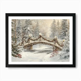 Winter Landscape Bridge Art Print