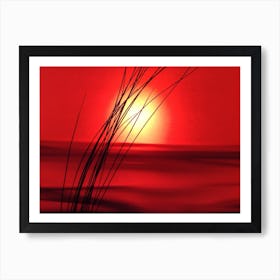 Sunset With Grass Art Print