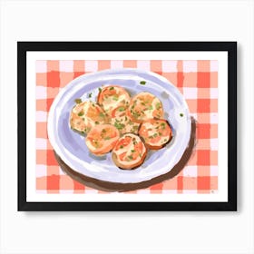 A Plate Of Bruschetta, Top View Food Illustration, Landscape 4 Art Print