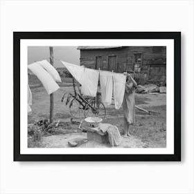 Daughter Of Tenant Farmer Hanging Up Clothes Near Warner, Oklahoma By Russell Lee 1 Art Print