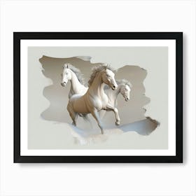 Three Horses Running Art Print