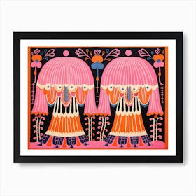 Jellyfish Folk Style Animal Illustration Art Print