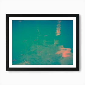 Water In Different Colors Of Blue, Pink And Orange 1 Art Print