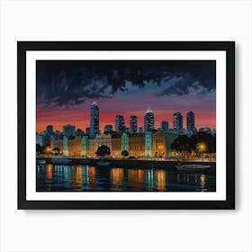 Melbourne At Night art Art Print