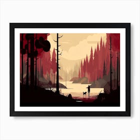 Maroon Wilderness Wonderland - Alone In The Woods Art Print